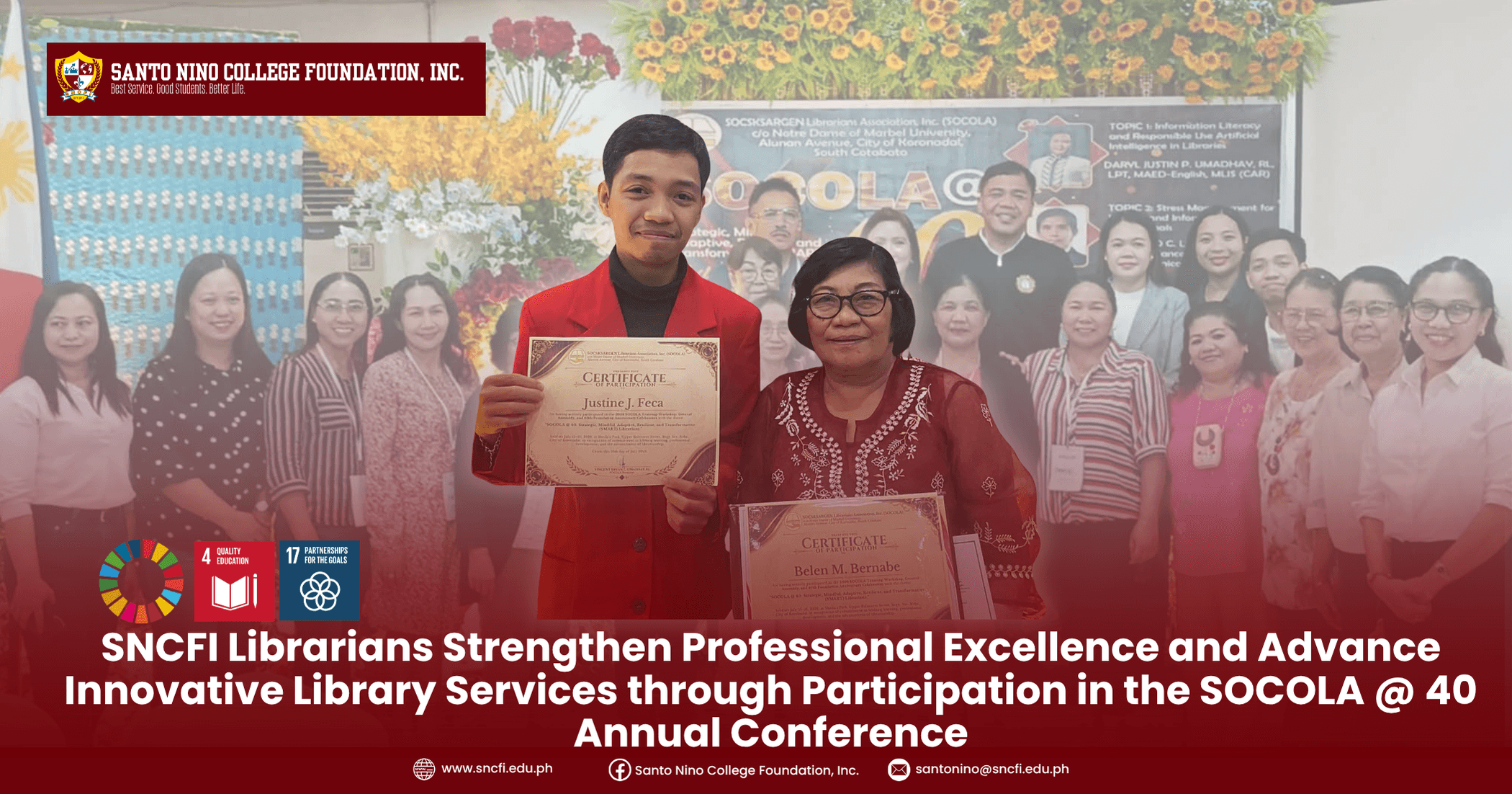 SNCFI Librarians Strengthen Professional Excellence and Advance Innovative Library Services through Participation in the SOCOLA @ 40 Annual Conference
