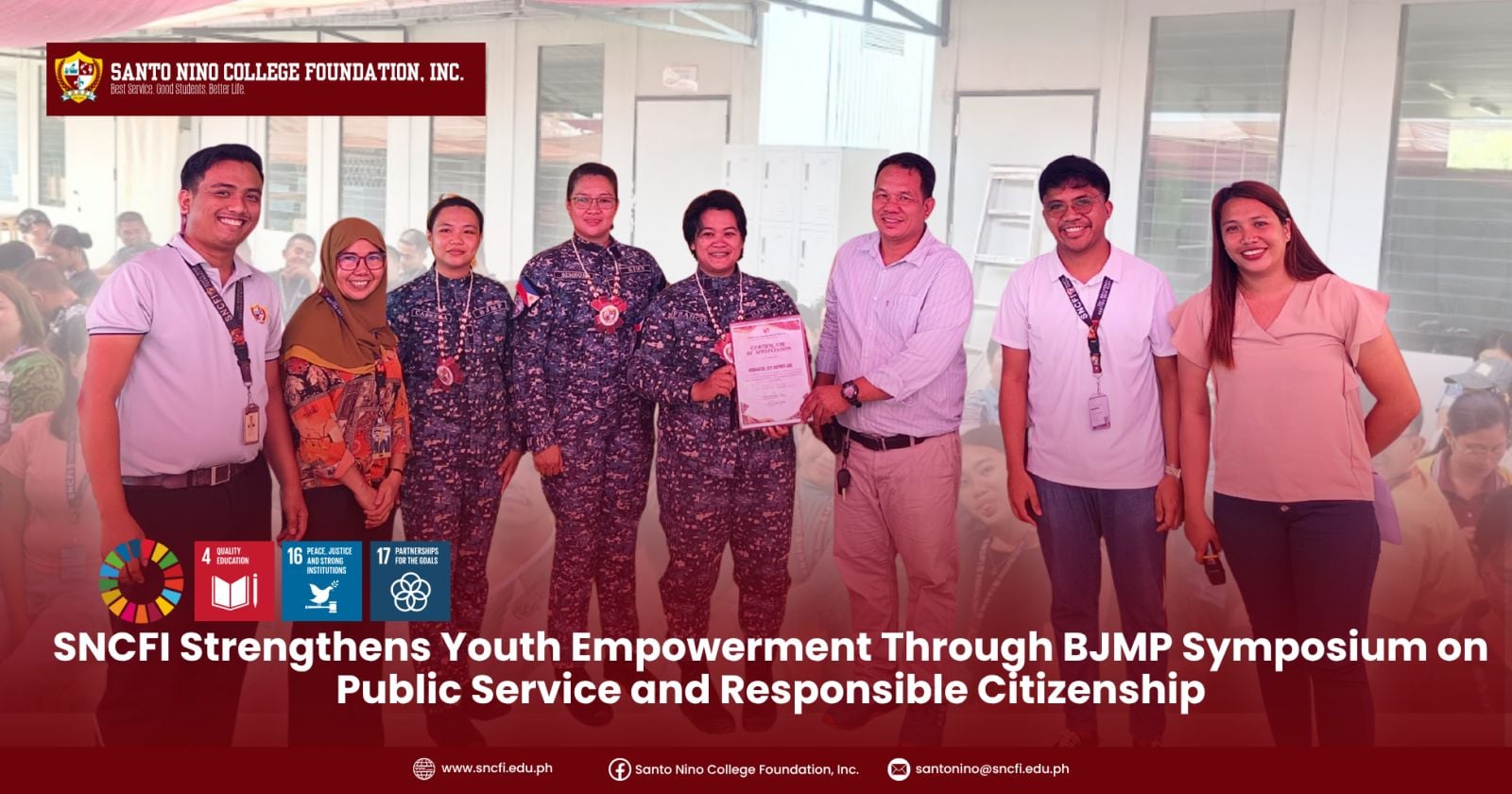 SNCFI Strengthens Youth Empowerment through BJMP Symposium on Public Service and Responsible Citizenship